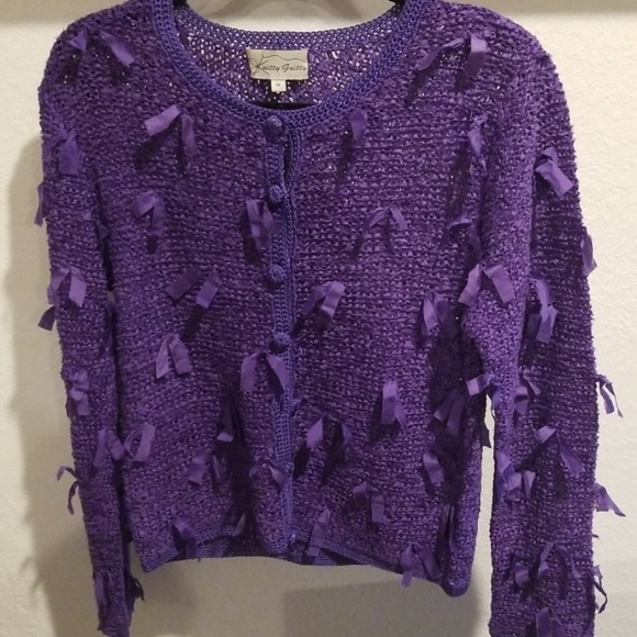 Sweaters - Knitty Gritty boutique purple cardigan size M